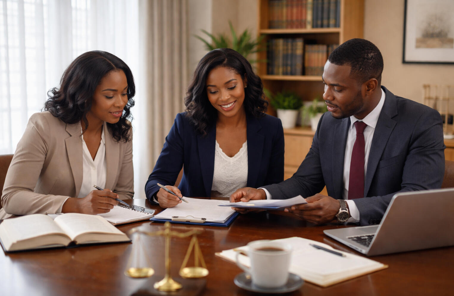 Lawyer and client meeting Professional lawyers at Urbanac Associates during a client consultation in a modern Lagos law office